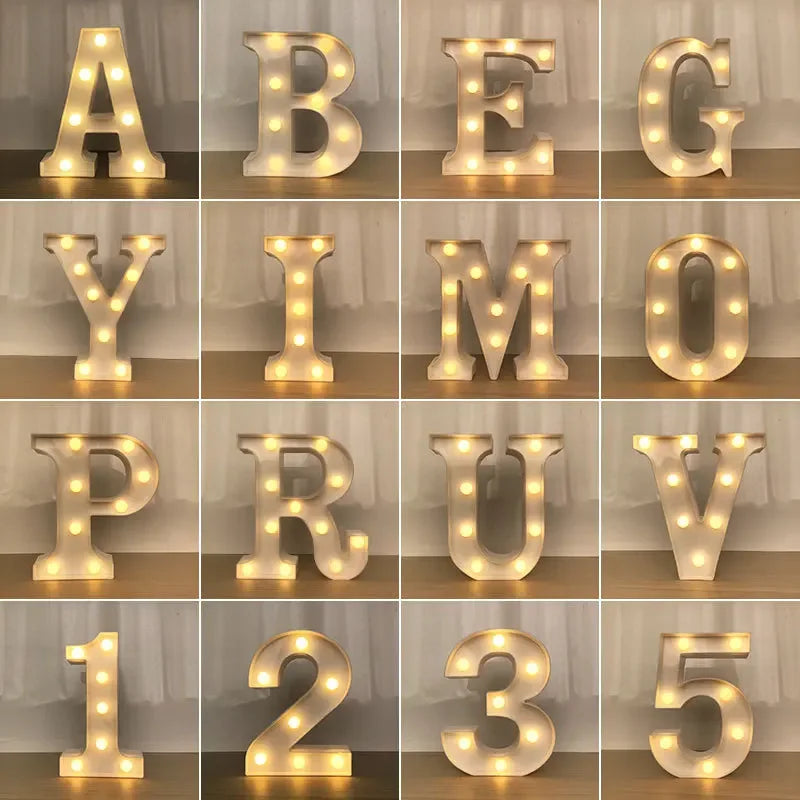 Alphabet Letter LED Lights Luminous Number Lamp Decor