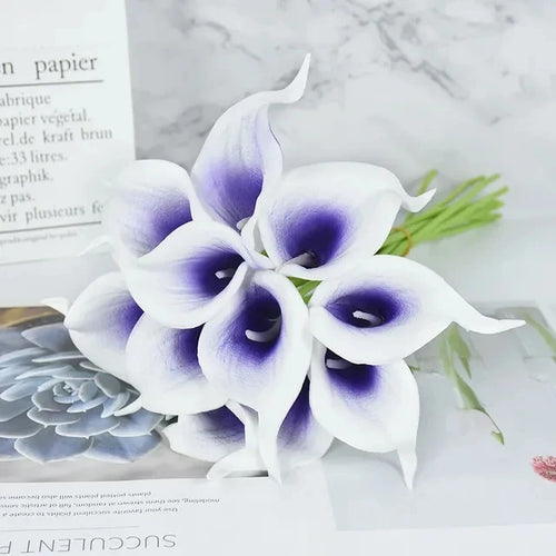 5/10Pcs White Calla Lily Artificial Flowers Real Touch Wedding