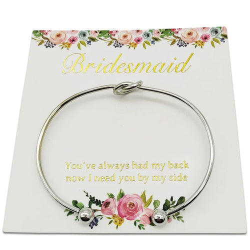 Bridesmaid Gift Tie The Knot Bracelet With Gilded Words Card Wedding