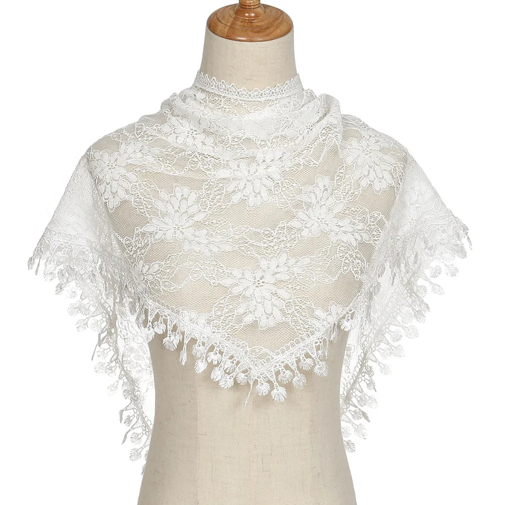 Elegant Lace Triangle Hollow Tassel Scarves