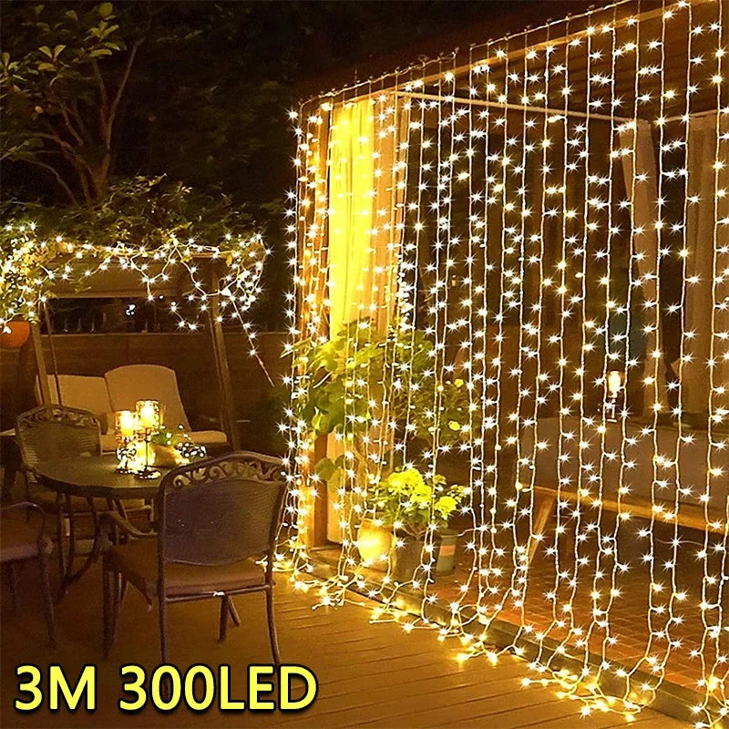 3M LED Curtain String Lights Fairy Decoration USB Wedding Garland Lamp