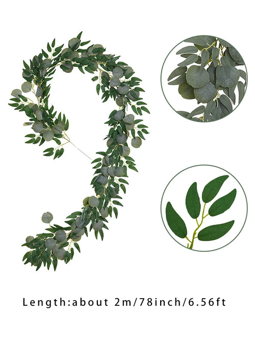 1pc Artificial Eucalyptus Leaves Greenery Garland Faux Plant Spring