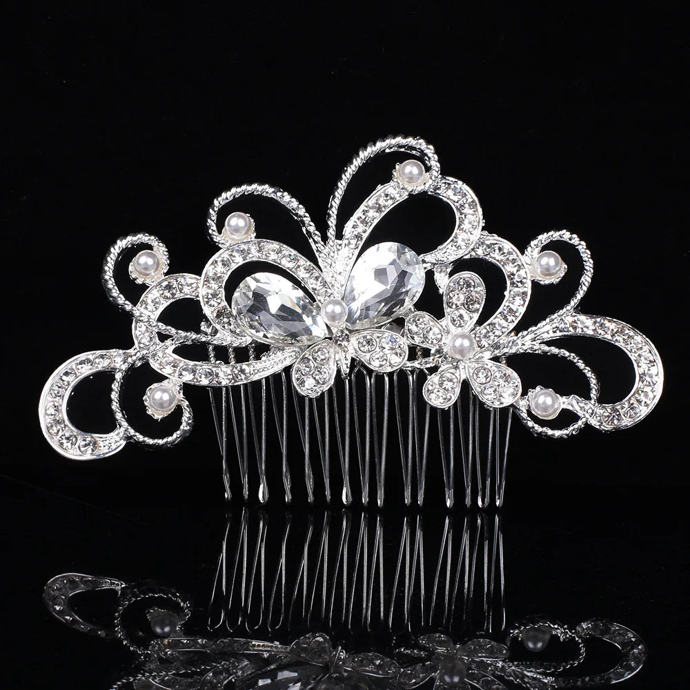 New Fashion Silver Plated Rhinestone Pearl Hair Comb Wedding Bridal