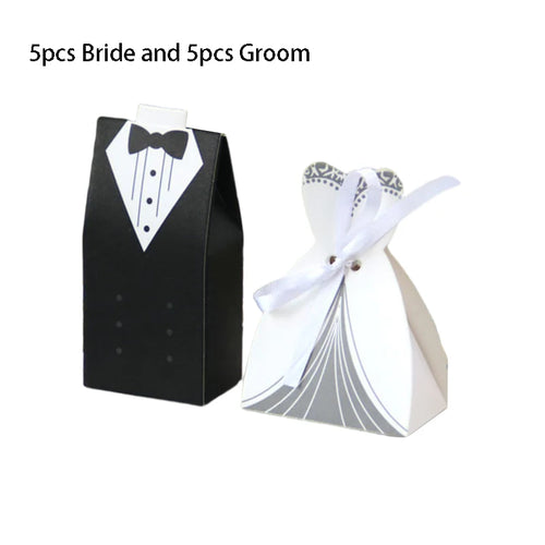 10 pcs/lot Bride And Groom Wedding Candy Box Dresses Favor Gifts Boxes