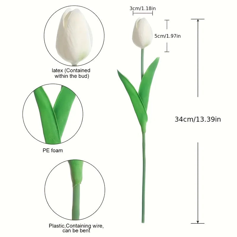 10Pcs Tulip Flowers Artificial Tulip Bouquet PE Foam Flower