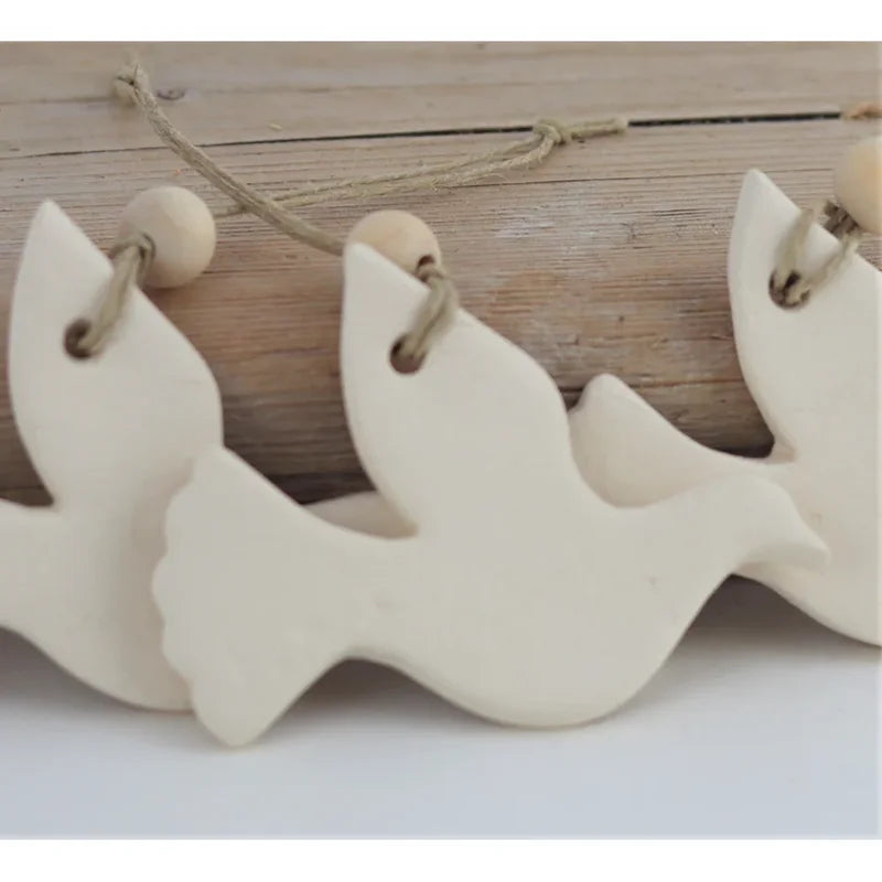 White Wooden Dove Ornament Wedding Handmade Home Peace Love