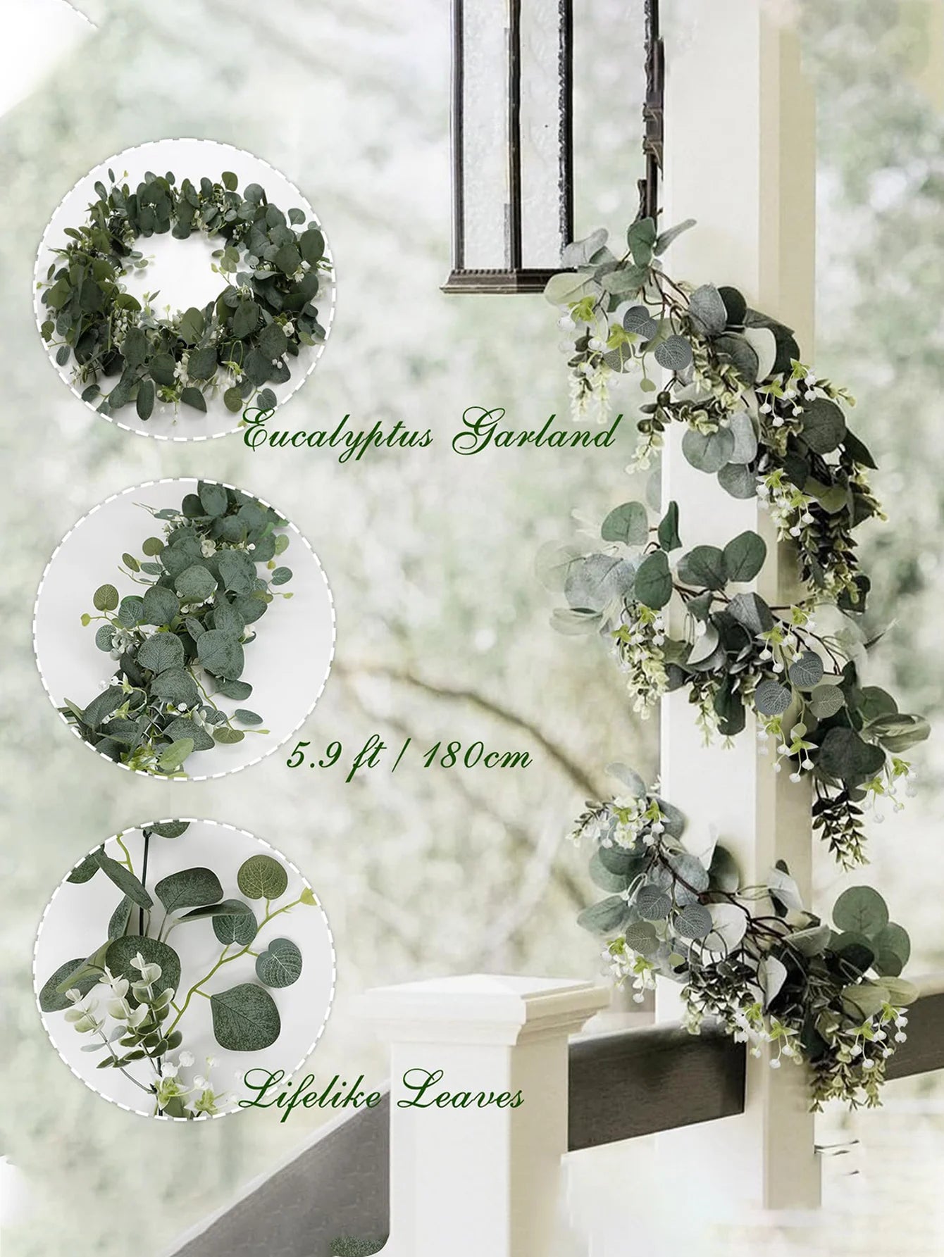 1pc Artificial Eucalyptus Leaves Greenery Garland Faux Plant Spring