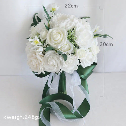 Yannew Dusty Rose Artificial Flower Bridal Bouquets for Bride Tossing