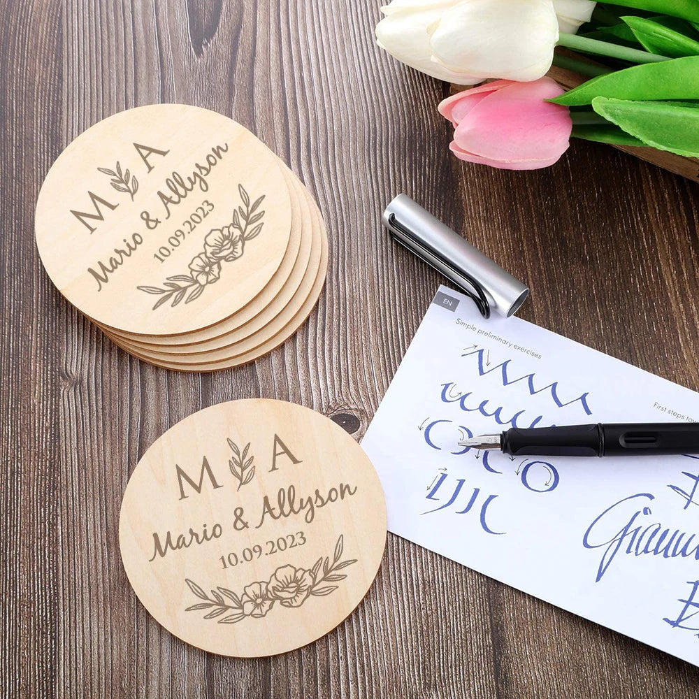 Custom Wooden Fridge Magnet Wedding Favor Personalized Wedding