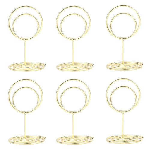 12 Piece Metal Place Card Holders Round or Heart Shape