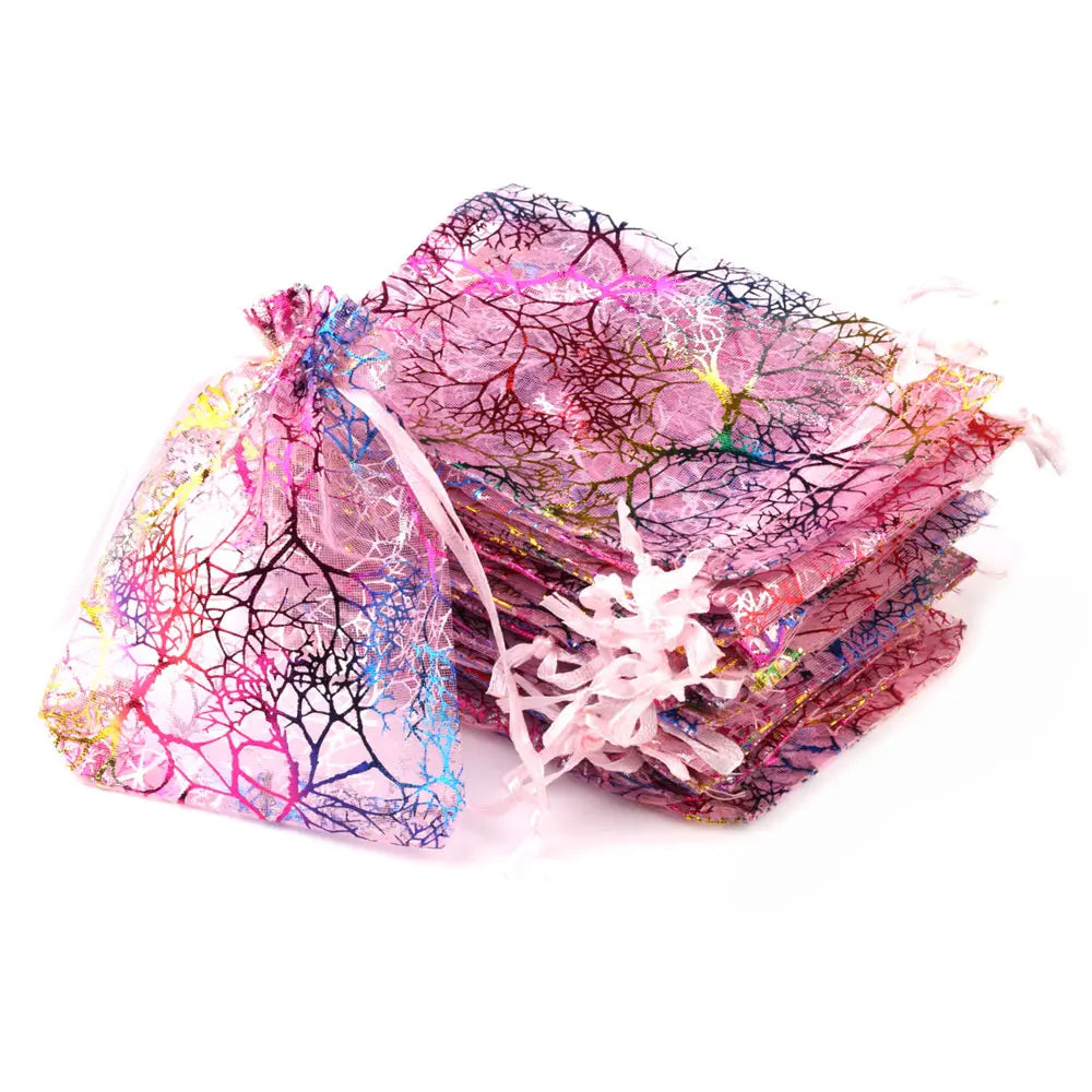 50pcs/Lot Drawable Colorful Tree Organza Favor Bags