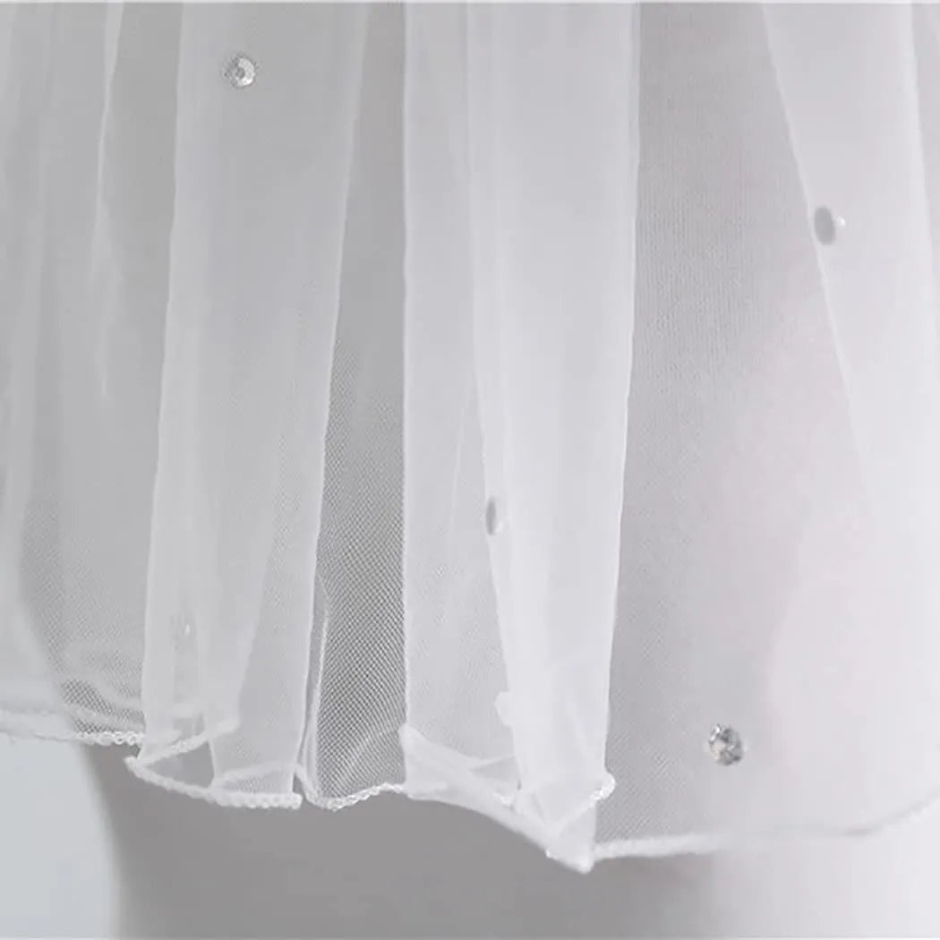 Crystal Bridal Veils Short 1 Tier  Soft Mesh With Comb Wedding Party