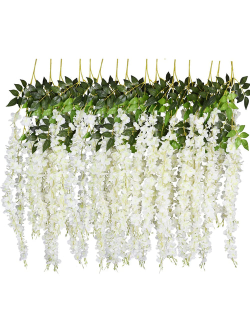 12pcs Artificial Flowers Hanging Wisteria Faux Flowers Garland Silk