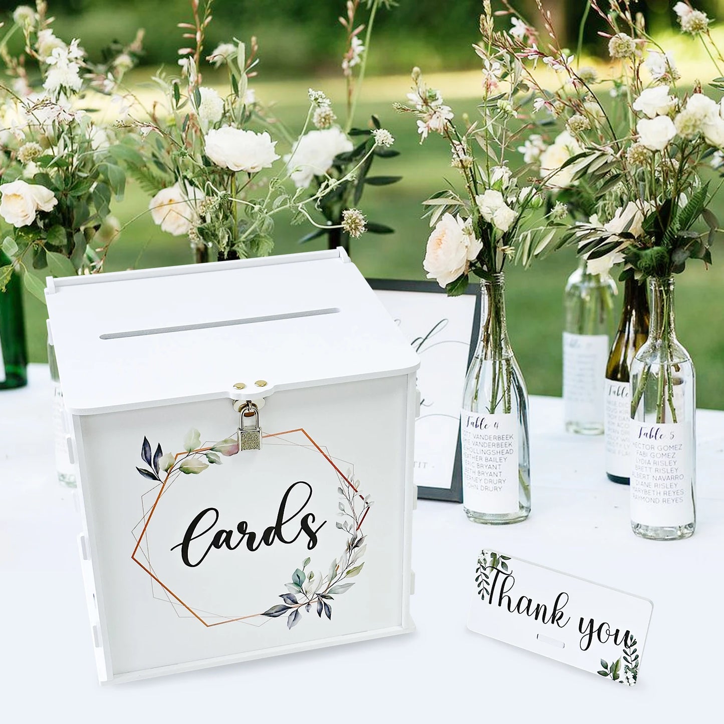 White Wedding Card Box with Lock, Gift Card Box for Wedding