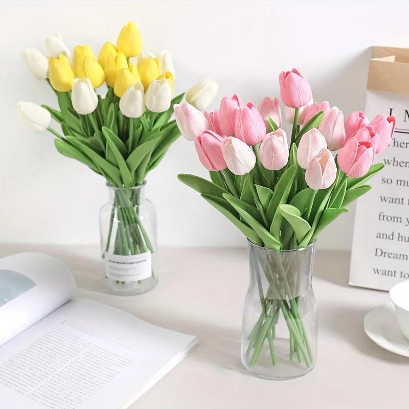 10Pcs Tulip Flowers Artificial Tulip Bouquet PE Foam Flower