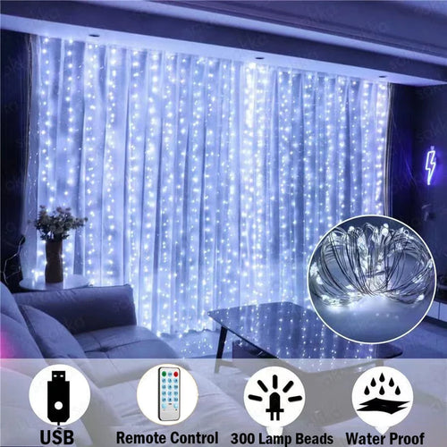 LED Curtain Garland Fairy Lights USB with Remote control 8 Modes New