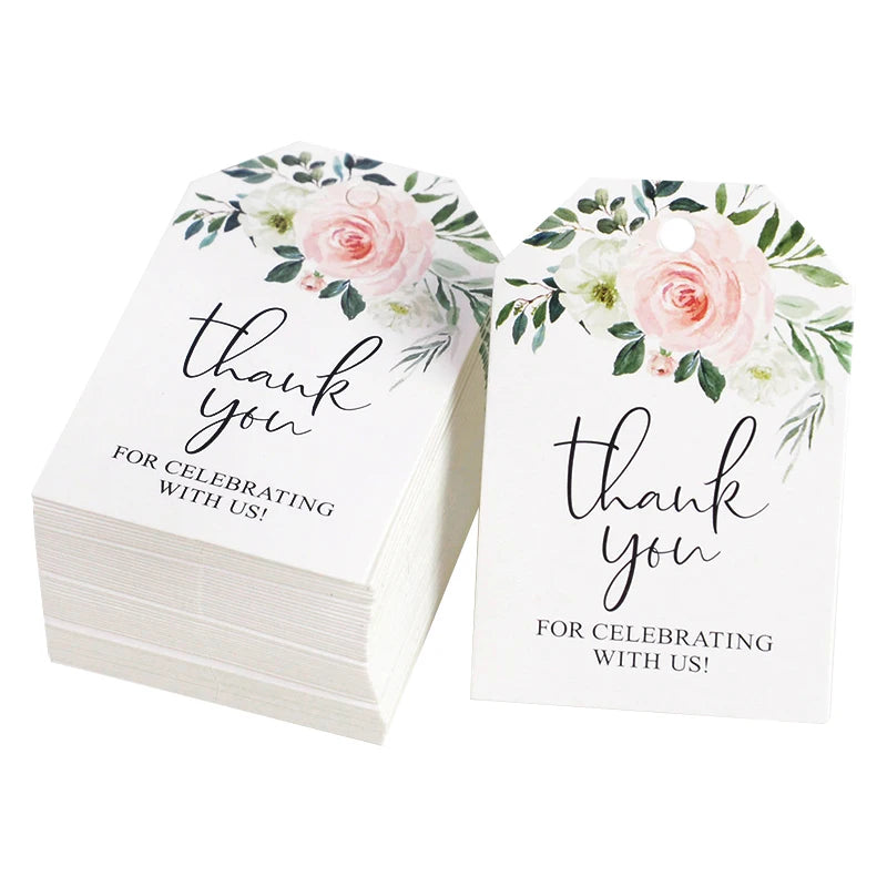 30 or 50Pcs Thank You Hang Tags Label Handmade Gift Packaging Paper Cards