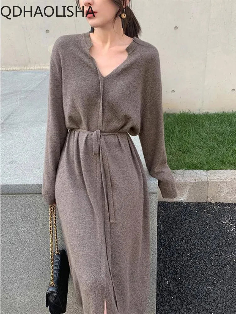 Autumn or Winter Mid Length Sweater Dress