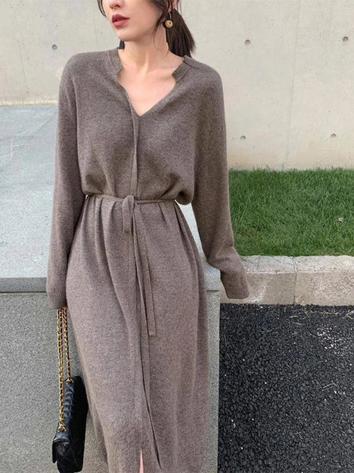 Autumn or Winter Mid Length Sweater Dress