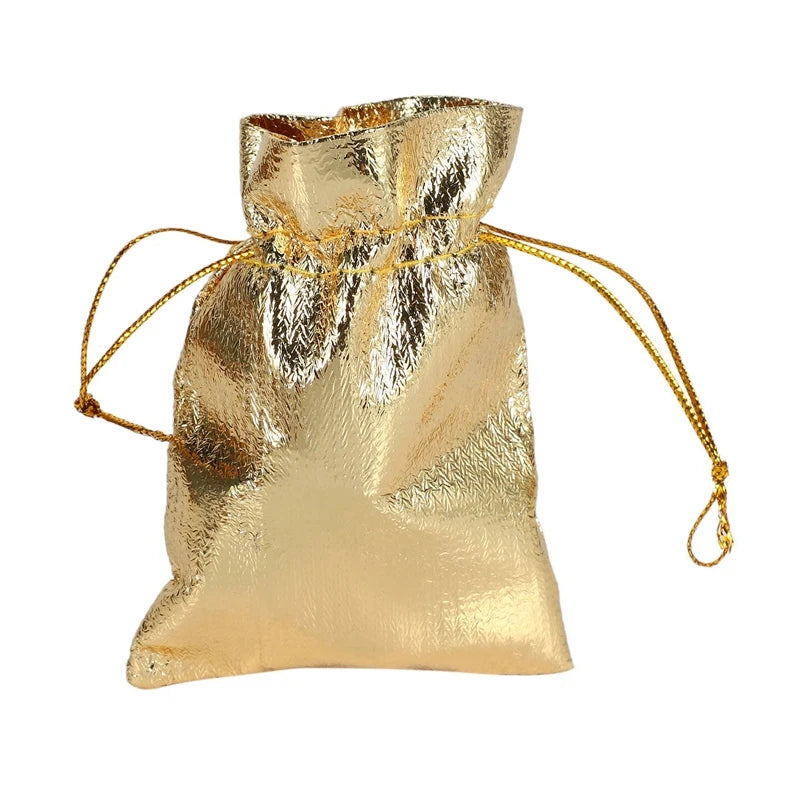 100 Pcs Small Gold Foil Organza Gift Wedding Favor Bag