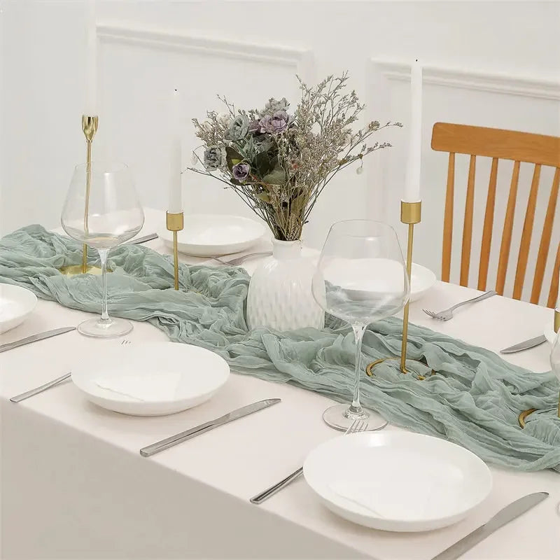 10pcs/set Cheese Cloth Gauze Table Runner Rustic Wedding Table Decor