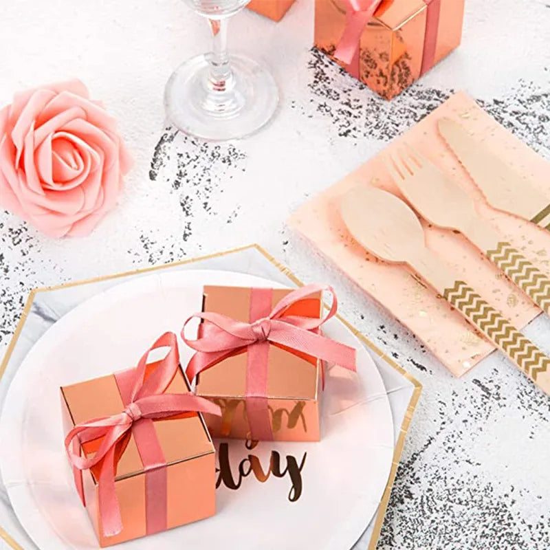 New Rose Gold Square Shape Gift Candy Boxes