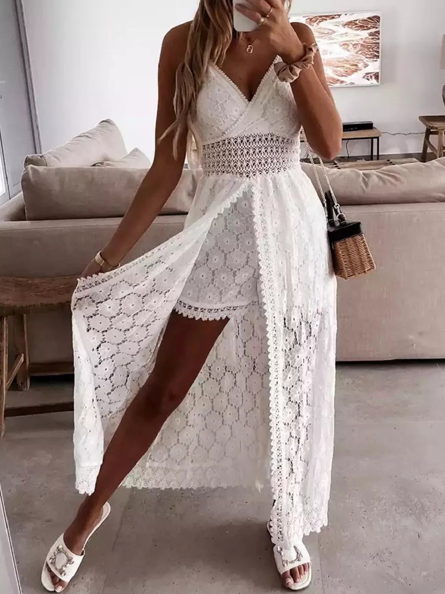 Beach Skort Dress Boho Summer Sleeveless Lace