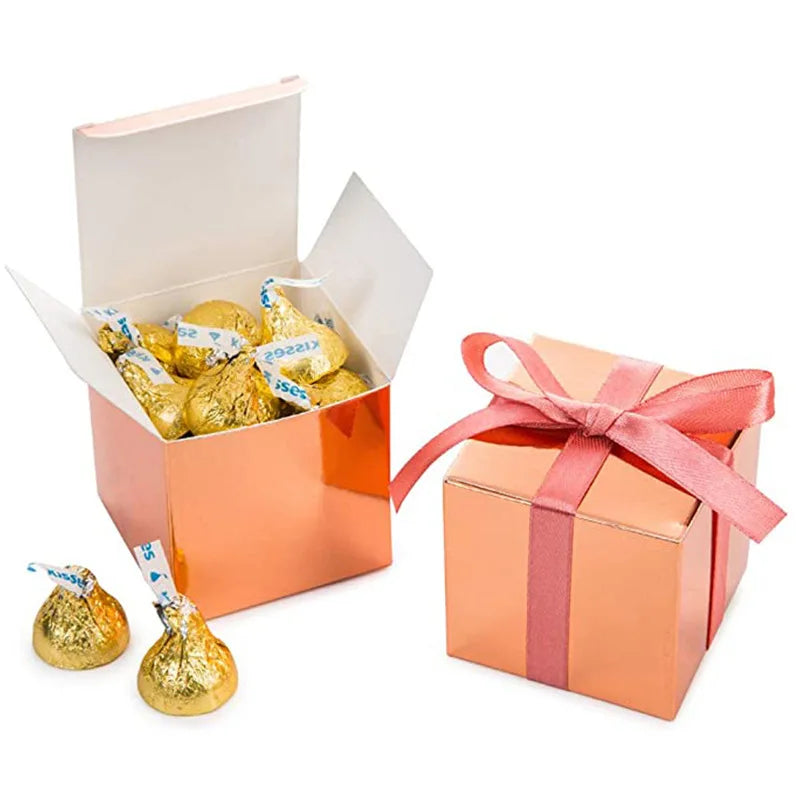 New Rose Gold Square Shape Gift Candy Boxes