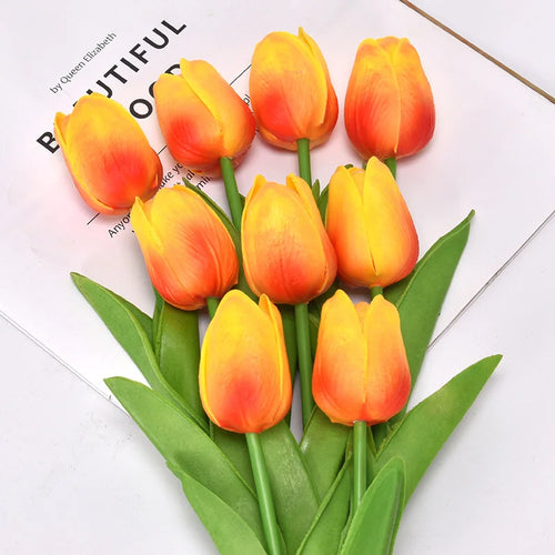 10Pcs Tulip Flowers Artificial Tulip Bouquet PE Foam Flower