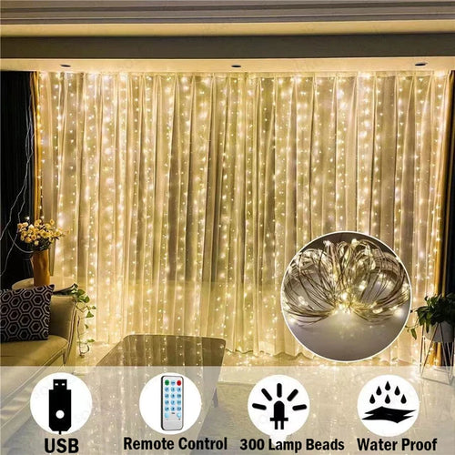 LED Curtain Garland Fairy Lights USB with Remote control 8 Modes New