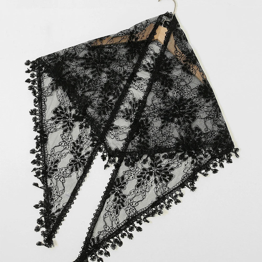 Elegant Lace Triangle Hollow Tassel Scarves