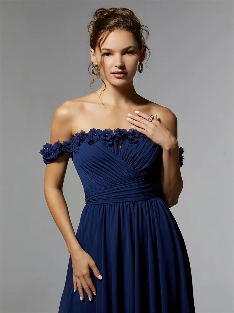 Off The Shoulder A-Line Chiffon Mother Of The Bride Dress