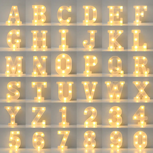 Alphabet Letter LED Lights Luminous Number Lamp Decor