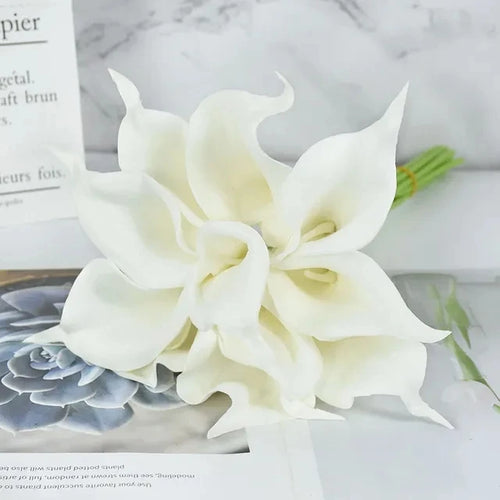 5/10Pcs White Calla Lily Artificial Flowers Real Touch Wedding