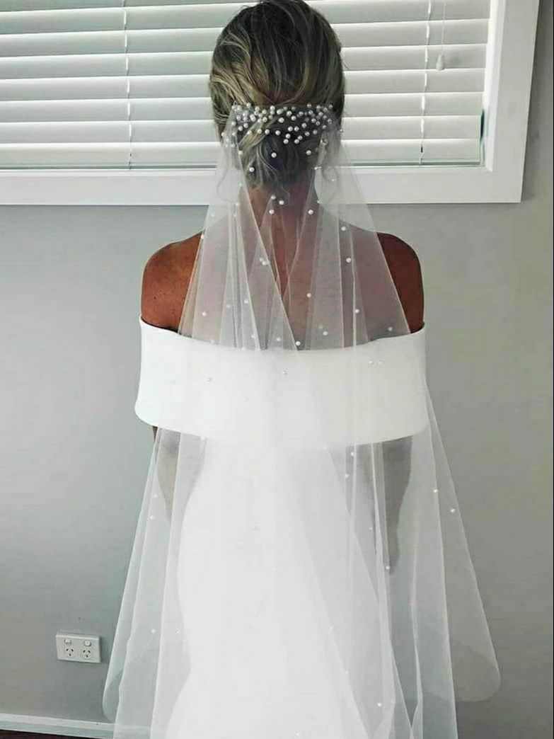 Wedding Pearls White Wedding Veil