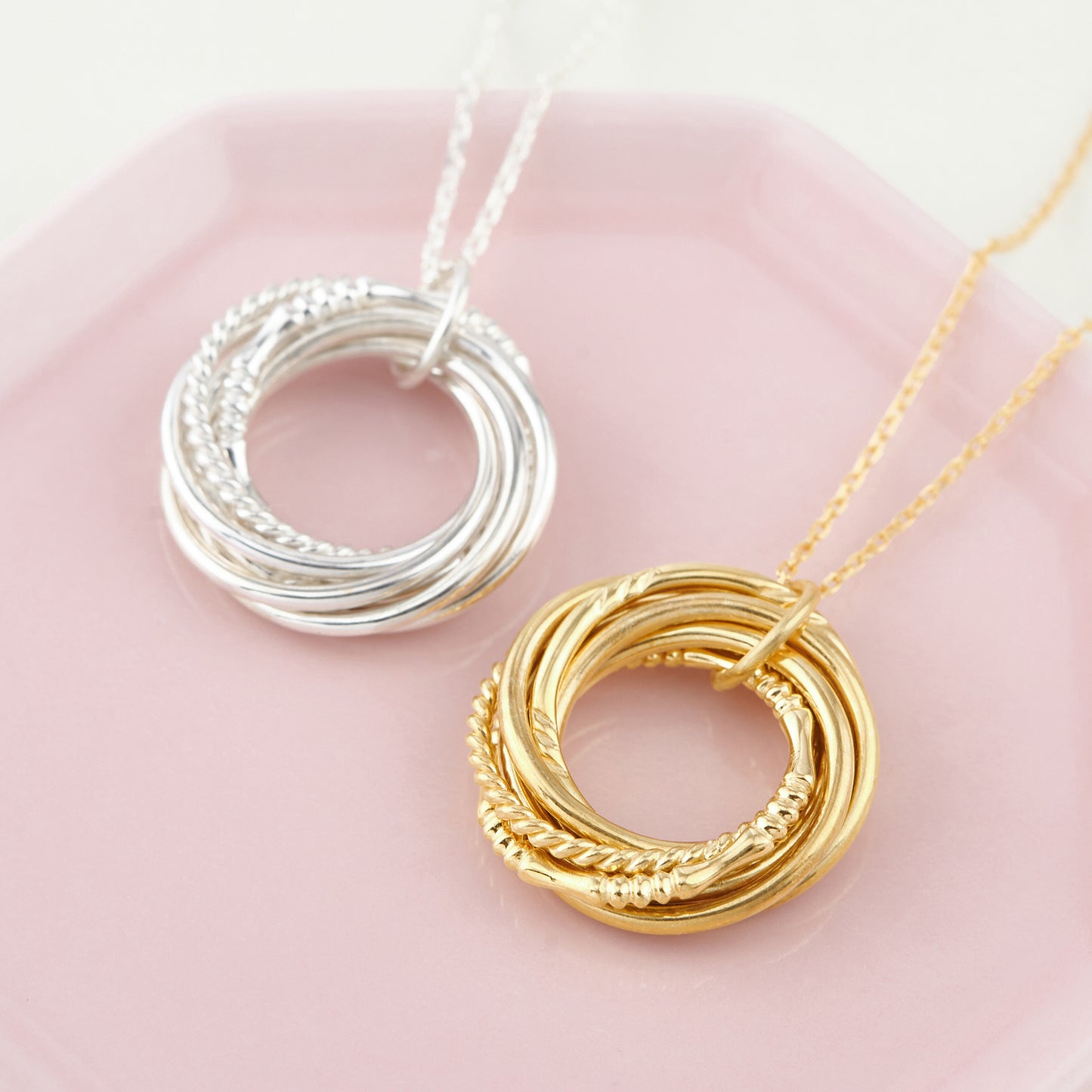 60th Birthday Gift Necklace For Her, 6 Rings 6 Decades