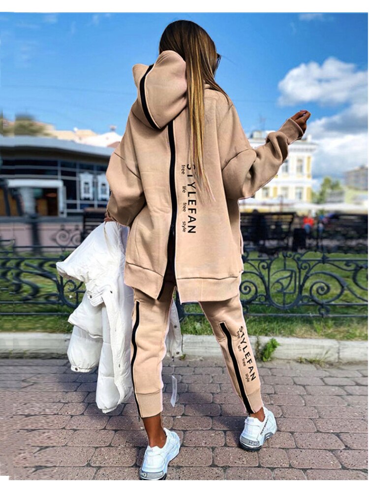 Women's Letter Sweatshirt 2Piece Sets Tracksuit Oversized