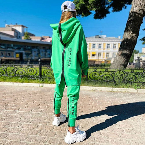 Women's Letter Sweatshirt 2Piece Sets Tracksuit Oversized