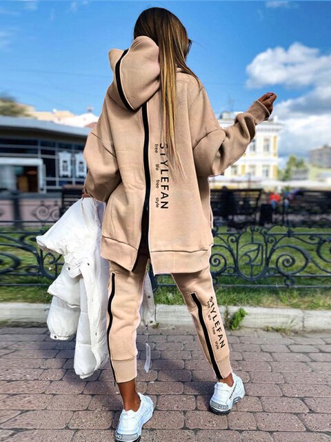 Women's Letter Sweatshirt 2Piece Sets Tracksuit Oversized