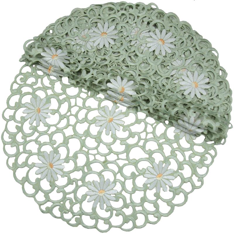 XD10183  Daisy Splendor Round Doilies, Set of 4