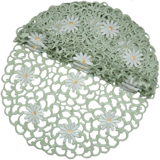 XD10183  Daisy Splendor Round Doilies, Set of 4