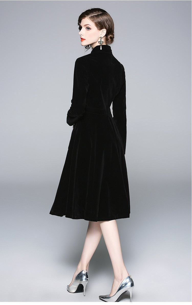 Zuoman Women Autumn & Winter Elegant Velvet Dress Festa High Quality