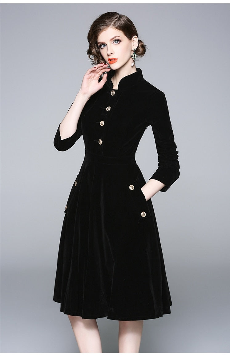 Zuoman Women Autumn & Winter Elegant Velvet Dress Festa High Quality