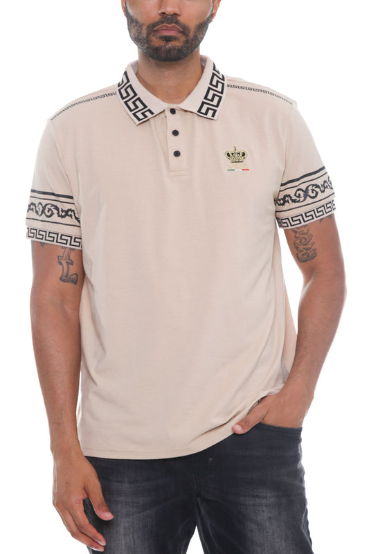 Italian Print Collared Polo Shirt