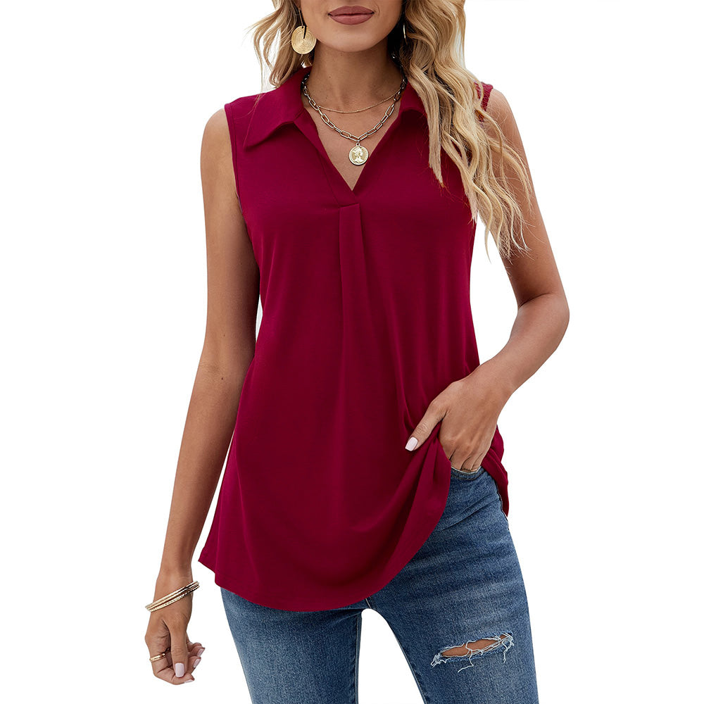 Womens Summer Tank Tops Loose Fit Causal Cute Polo Shirts Sleeveless