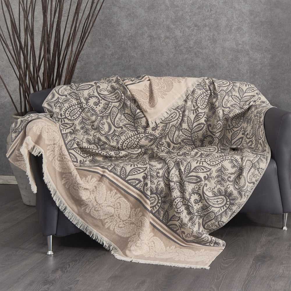 Dolce Double-Layered Paisley Cotton Throw