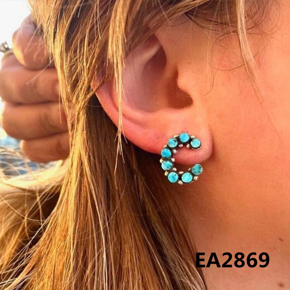 Hoop Earrings, Turquoise Earrings for Women