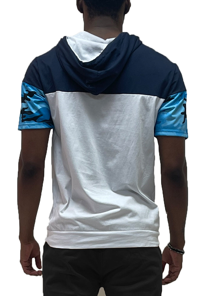 Color Block Short Sleeve Hooded Tee