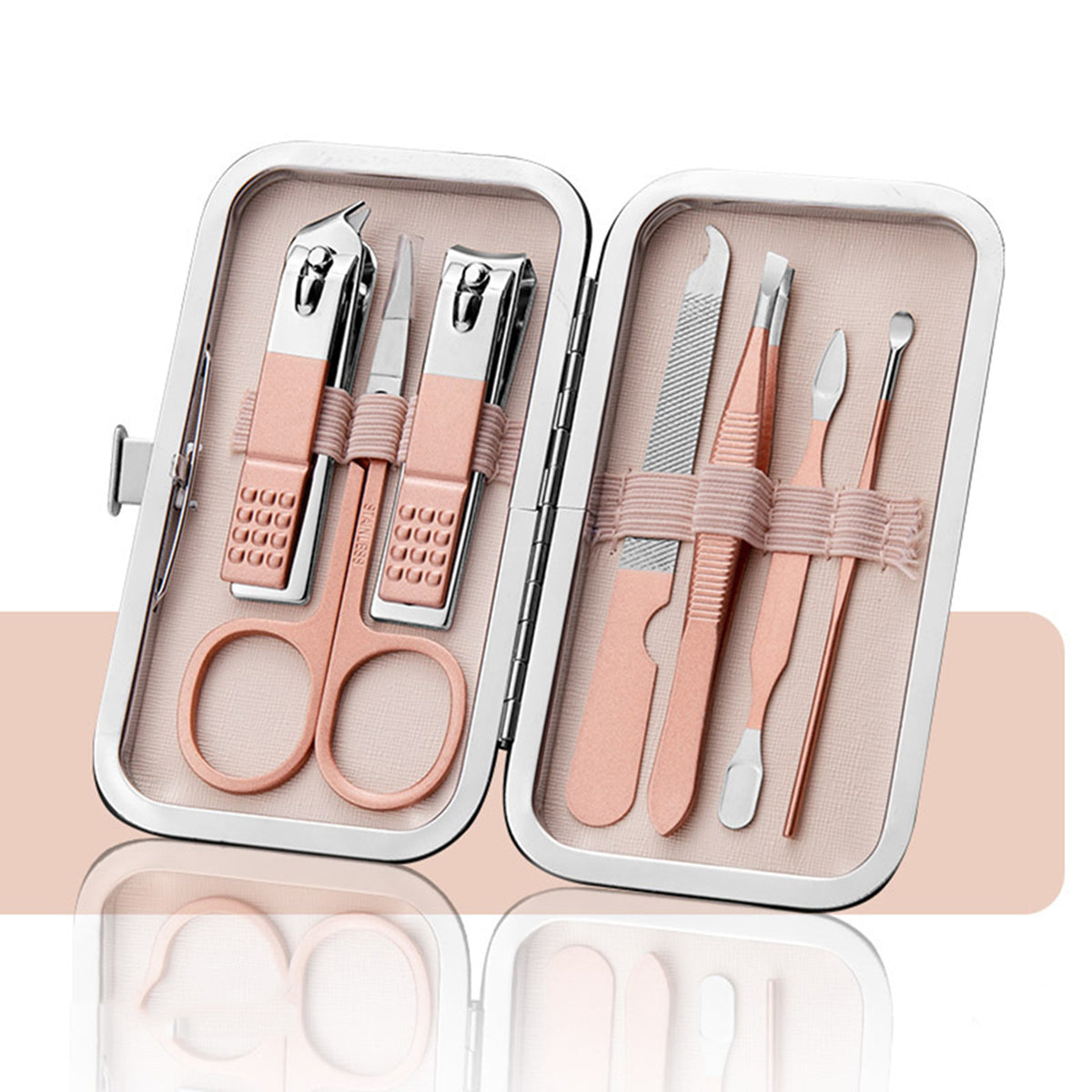 Manicure Set Stainless Pedicure Care Tools Nail Scissors Kit Pink