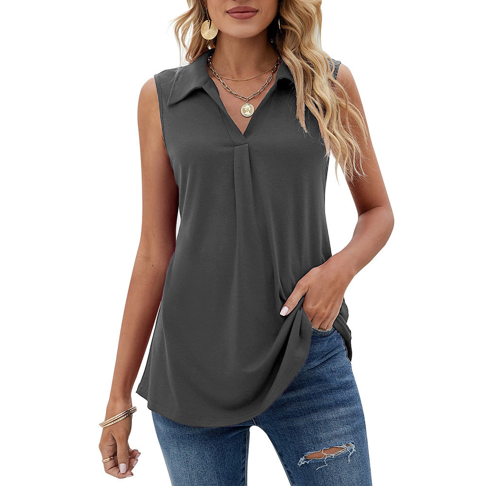 Womens Summer Tank Tops Loose Fit Causal Cute Polo Shirts Sleeveless